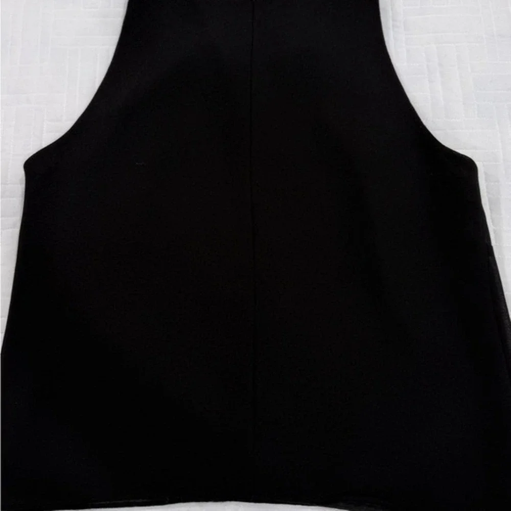 After Dark Black Beaded Floral Sleeveless Blouse Top P1823 Mens Size M - Picture 2 of 8